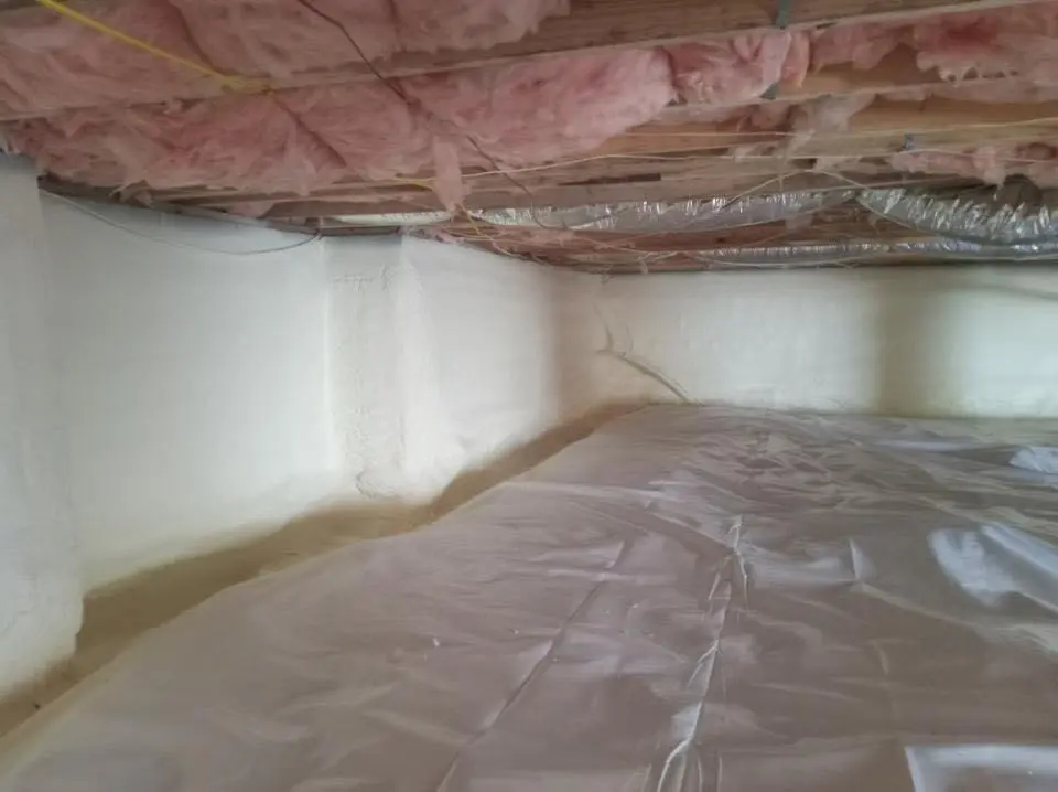 Crawl space encapsulation with closed-cell spray foam for Commercial Roof Restoration in Sauk Rapids